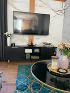 INDIO テレビボード ブラック｜収納キャビネット付き モダンTV台 配線管理対応（～75インチ対応）