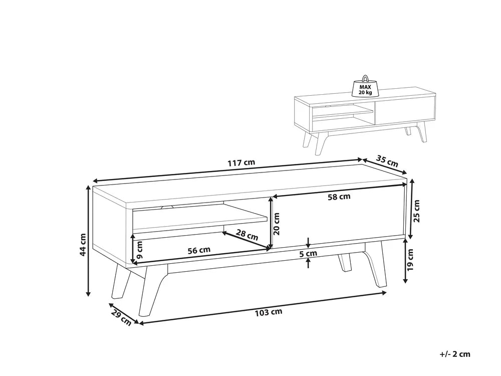 BUFFALO テレビボード ブラウン×ホワイト ミッドセンチュリーモダン スライド扉 テレビ台 MDF製 配線収納付き ～55型対応
