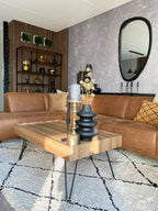 WELTON ウェルトン コーヒーテーブル ダークブラウン MDF製 長方形 ヘアピンメタル脚 100×60×43cm