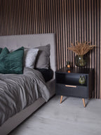 INDIO インディオ ナイトテーブル 1引き出し ブラック ゴールドアクセント モダン収納サイドテーブル