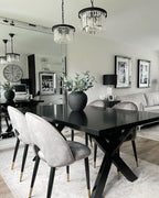 LISALA キッチンテーブル ブラック 180×100cm 8人用