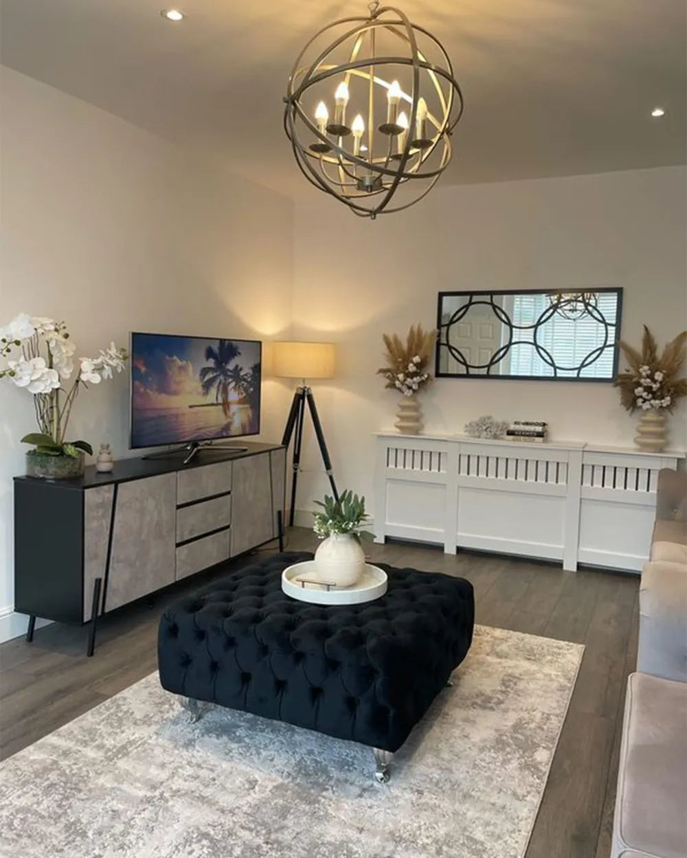 BLACKPOOL サイドボード グレー コンクリート調 2枚扉 インダストリアル収納キャビネット 177×40×75cm