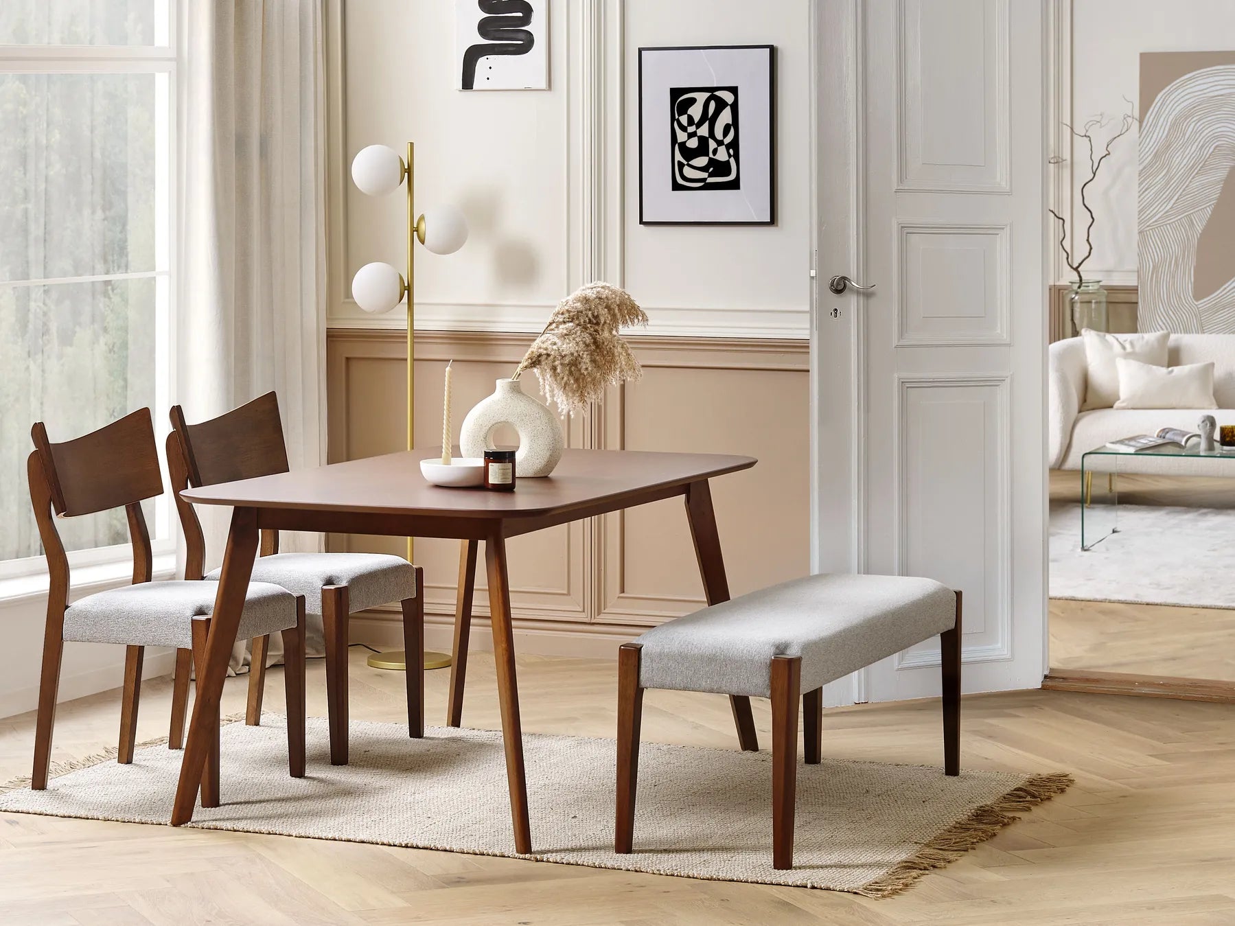 EPHRATA ダイニングテーブル ダークマホガニー 150×90cm 長方形 マホガニー調突板 6人用