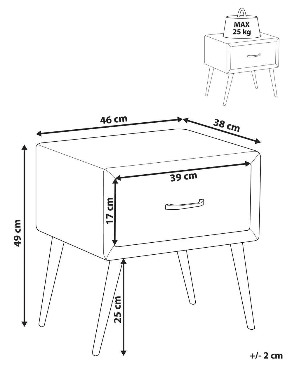 FLAYAT フレイアット ナイトテーブル 1引き出し ベルベット張り オレンジ ゴールド脚