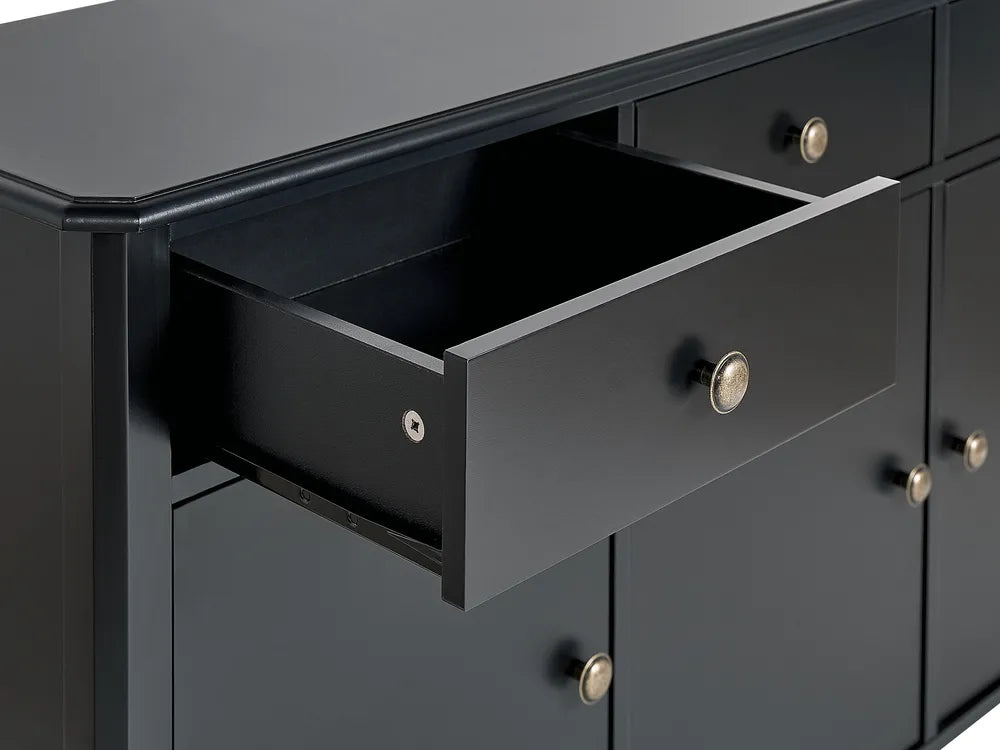 OLATE サイドボード ブラック 3枚扉 引き出し付き MDF ハイボード 120cm