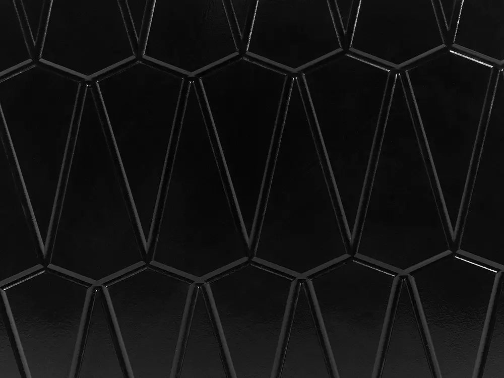 ADANTE ハイボードキャビネット ブラック 2枚扉 幾何学模様前板 メタル脚 120×40×82cm