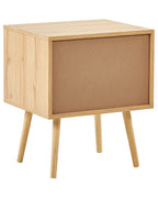 Perote ペローテ ナイトテーブル 2引き出し ラタン前面 ライトブラウン