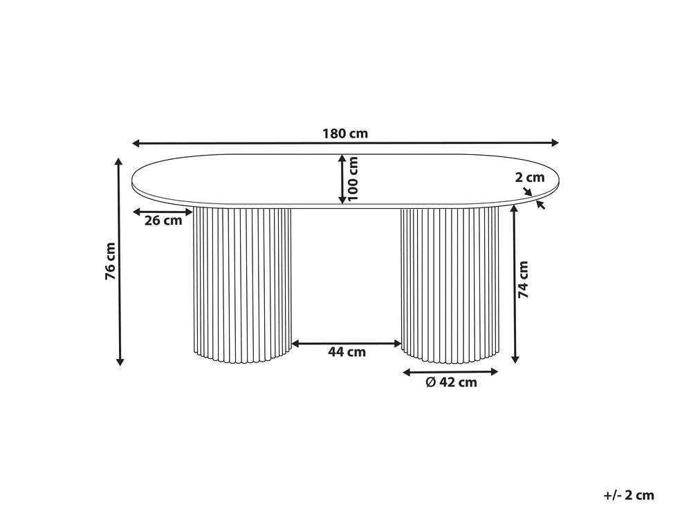 ダイニングテーブル SHERIDAN 180×100cm 楕円形 MDF天板 ラバーウッド脚 8人掛け - Kiremia