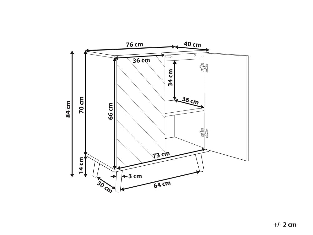 BRISTOW キャビネット ブラック 棚付き 北欧風 MDF・パーティクルボード 76×40×84cm