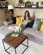 インダストリアル コーヒーテーブル メタルフレーム ダークブラウン