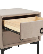 SEZANNE セザンヌ ナイトテーブル 2引き出し ベルベット張り トープ メタル脚