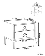 SEZANNE セザンヌ ナイトテーブル 2引き出し ベルベット張り トープ メタル脚