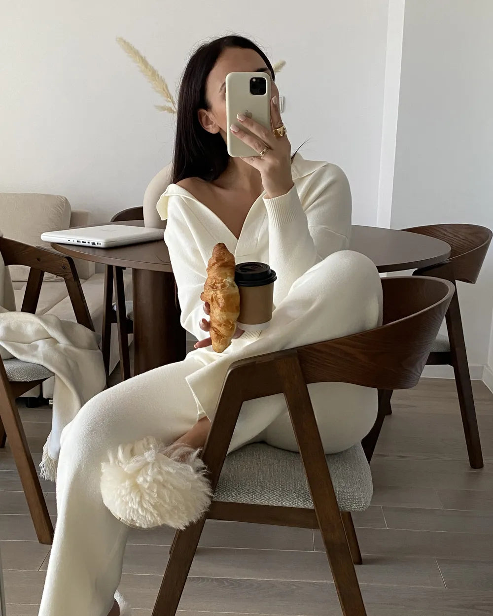 YUBA 木製ダイニングチェア 2脚セット（ライトグレー）