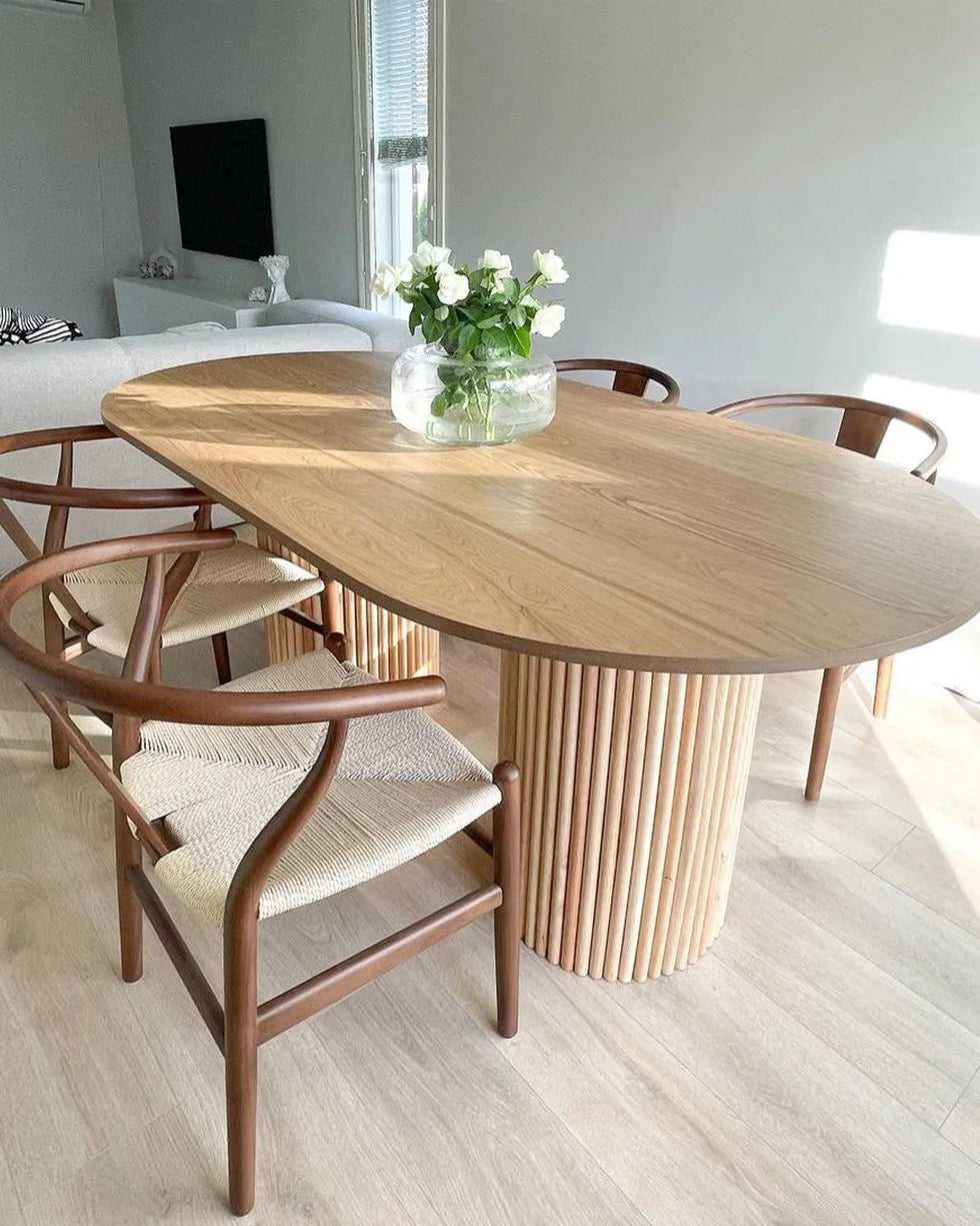 ダイニングテーブル SHERIDAN 180×100cm 楕円形 MDF天板 ラバーウッド脚 8人掛け - Kiremia