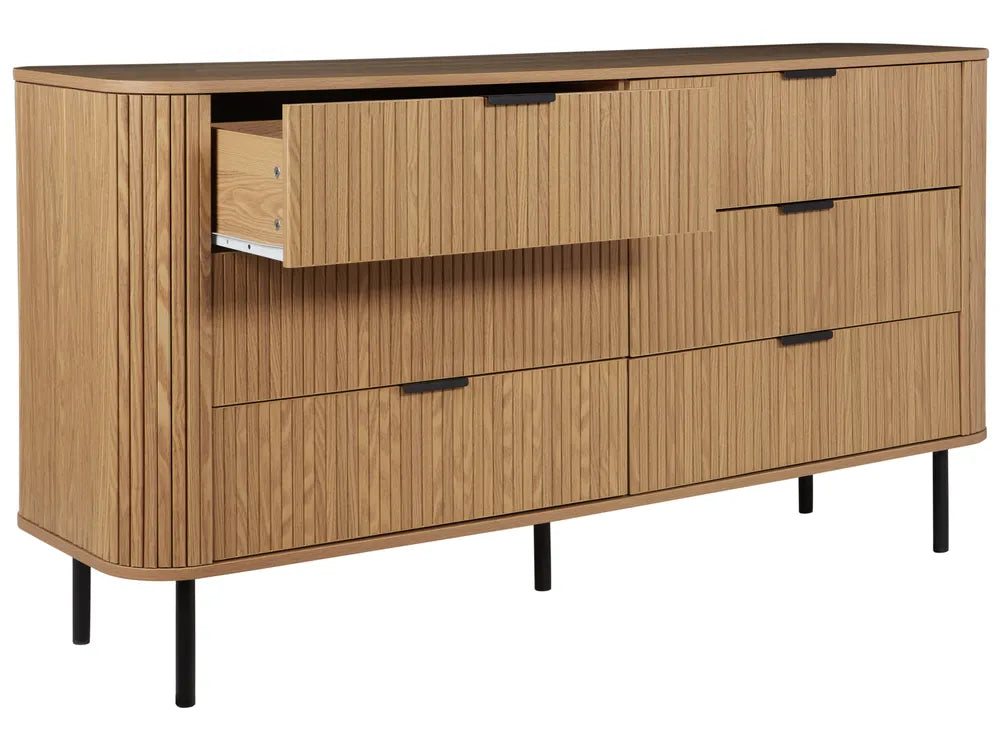 BRADLEY チェスト ブラウン 6段引き出し レトロ調 木目調 メタル脚