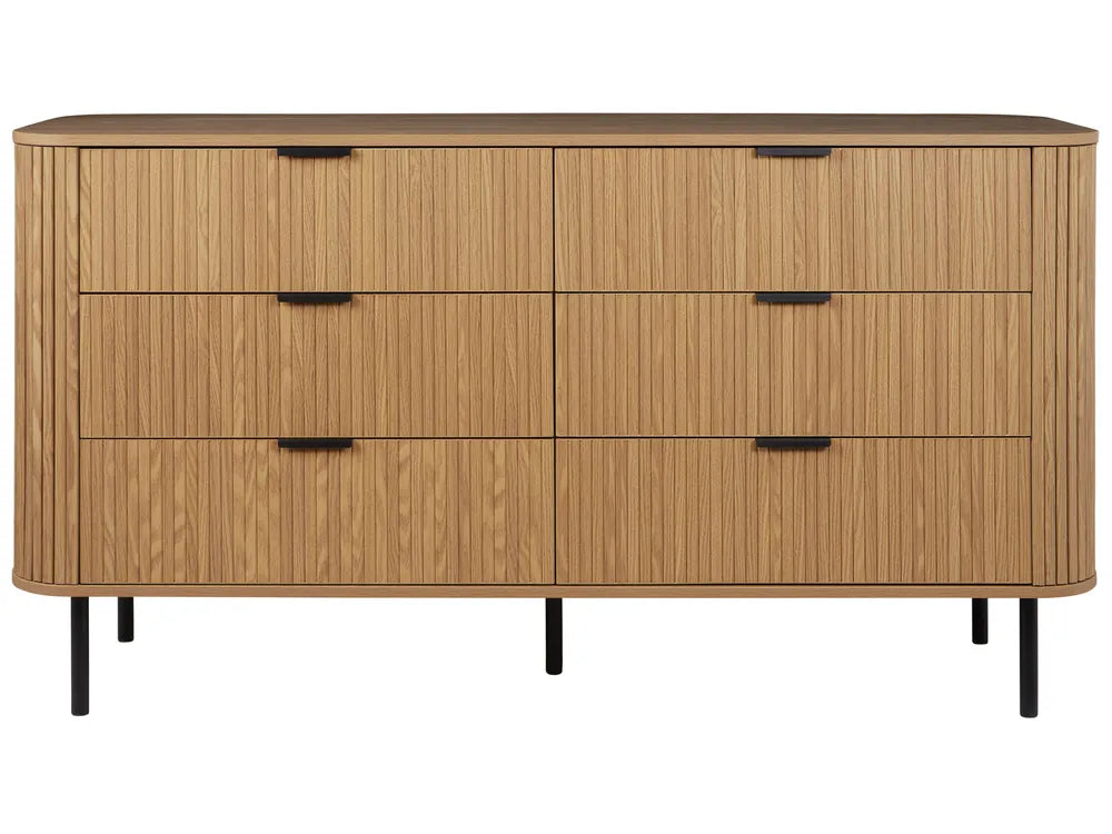 BRADLEY チェスト ブラウン 6段引き出し レトロ調 木目調 メタル脚