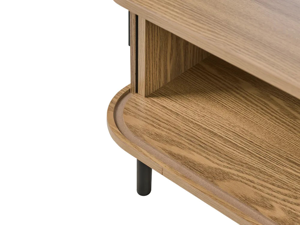 BRADLEY ブラッドリー コーヒーテーブル ブラウン 引き戸付き 収納テーブル MDF製 長方形 120×60×41cm