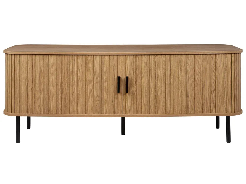 BRADLEY テレビボード ブラウン レトロ調 スライド扉 メディアキャビネット ～54型対応 幅150cm