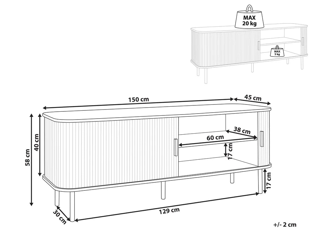 BRADLEY テレビボード ブラウン レトロ調 スライド扉 メディアキャビネット ～54型対応 幅150cm