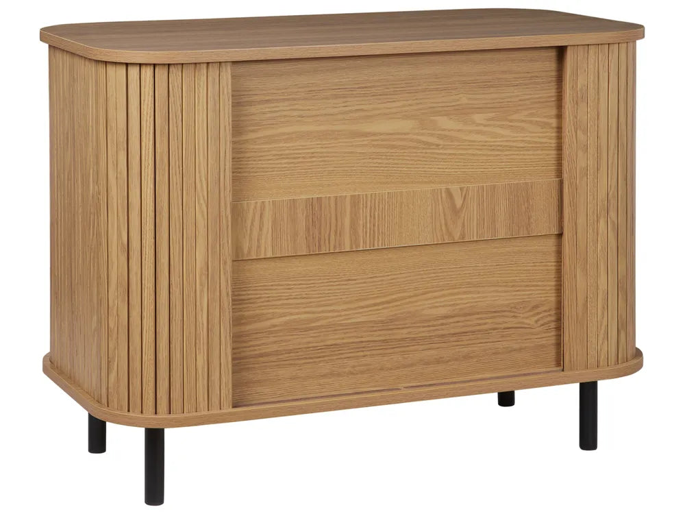 BRADLEY サイドボード ブラウン 引き戸収納 レトロ調 木目調キャビネット