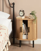 BRADLEY ブラッドリー ナイトテーブル ブラウン 引き戸付き レトロ収納 MDF・パイン材 40×30×55cm