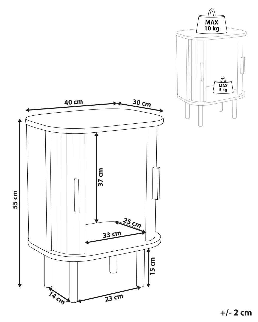 BRADLEY ブラッドリー ナイトテーブル ブラウン 引き戸付き レトロ収納 MDF・パイン材 40×30×55cm