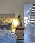 PASCO パスコ ナイトテーブル ラタン扉付き ウィッカーフロント ライトブラウン メタル脚