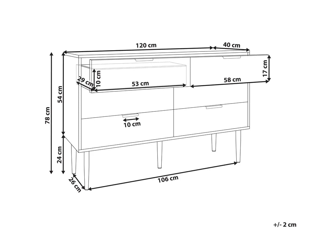 SOHO 6段チェスト ホワイト 縦溝（フルーテッド）フロント メタル脚 モダン収納家具