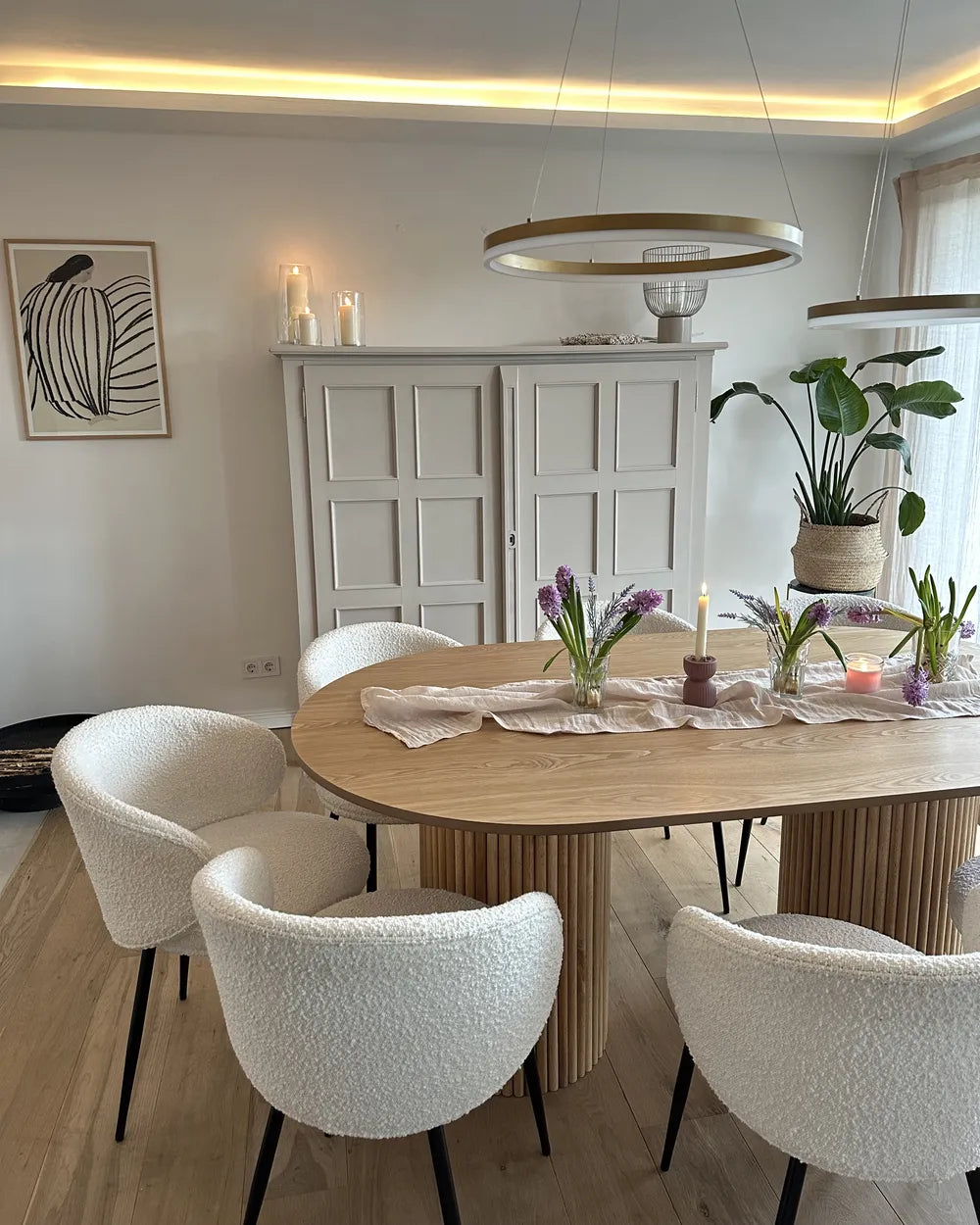 ダイニングテーブル SHERIDAN 180×100cm 楕円形 MDF天板 ラバーウッド脚 8人掛け - Kiremia