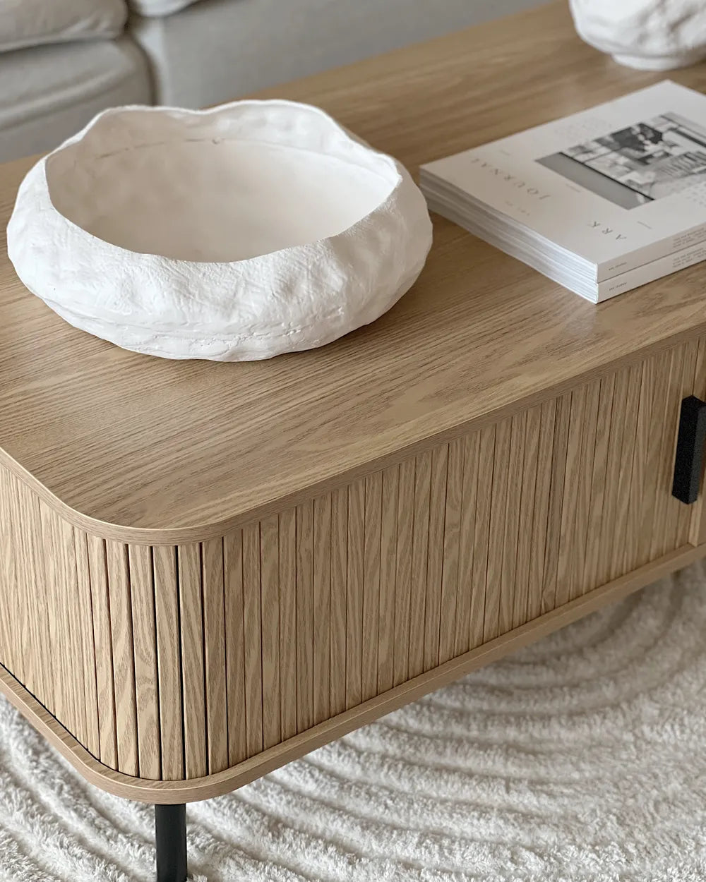 BRADLEY ブラッドリー コーヒーテーブル ブラウン 引き戸付き 収納テーブル MDF製 長方形 120×60×41cm