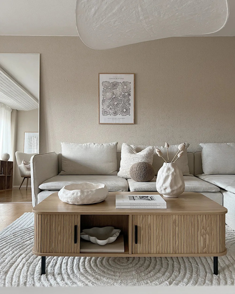 BRADLEY ブラッドリー コーヒーテーブル ブラウン 引き戸付き 収納テーブル MDF製 長方形 120×60×41cm