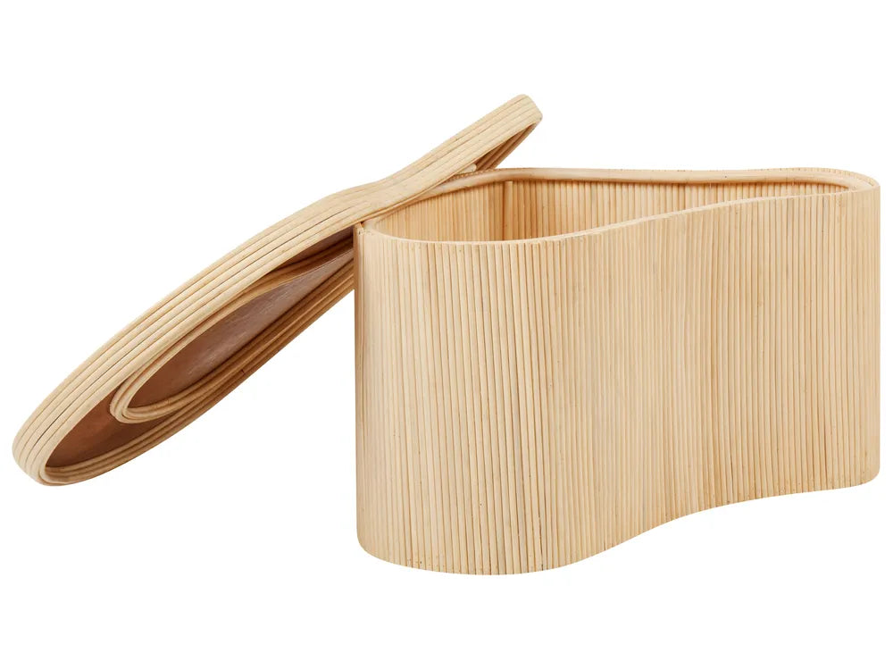 SALANTI サランティ コーヒーテーブル 2点セット ナチュラルラタン収納 ネストテーブル 不規則形 100×72×45cm・50×37×38cm