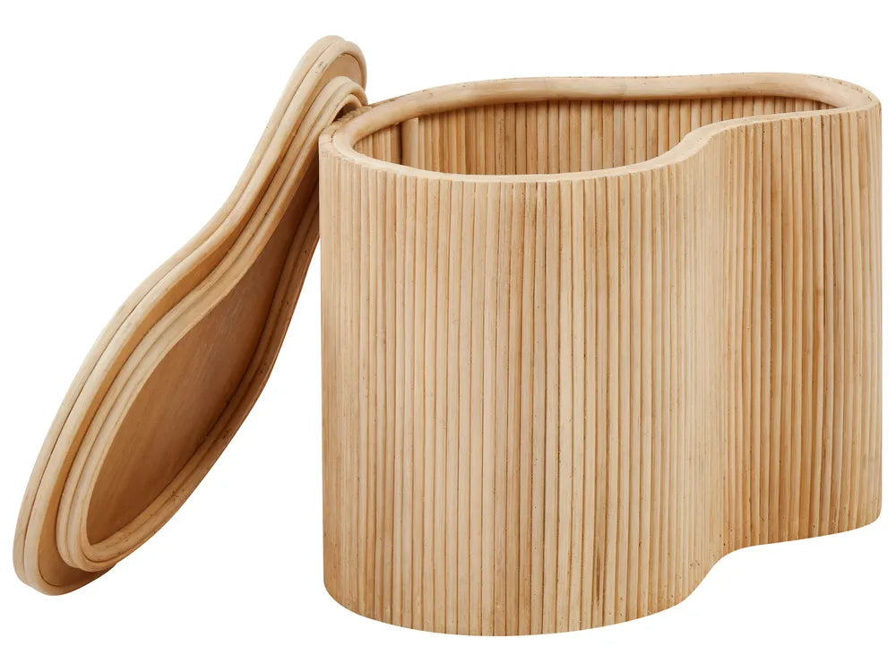 SALANTI サランティ コーヒーテーブル 2点セット ナチュラルラタン収納 ネストテーブル 不規則形 100×72×45cm・50×37×38cm