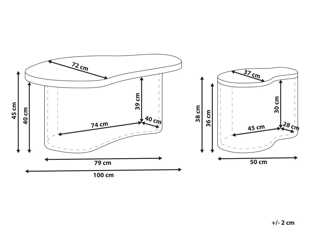 SALANTI サランティ コーヒーテーブル 2点セット ナチュラルラタン収納 ネストテーブル 不規則形 100×72×45cm・50×37×38cm