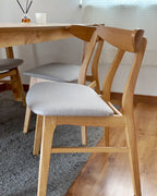 LYNN 木製ダイニングチェア 2脚セット（ライトブラウン／グレー）