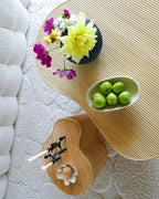 SALANTI サランティ コーヒーテーブル 2点セット ナチュラルラタン収納 ネストテーブル 不規則形 100×72×45cm・50×37×38cm