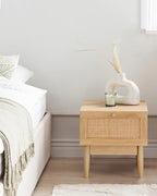 NIVO ニヴォ ナイトテーブル 1引き出し ラタン前面 ライトブラウン