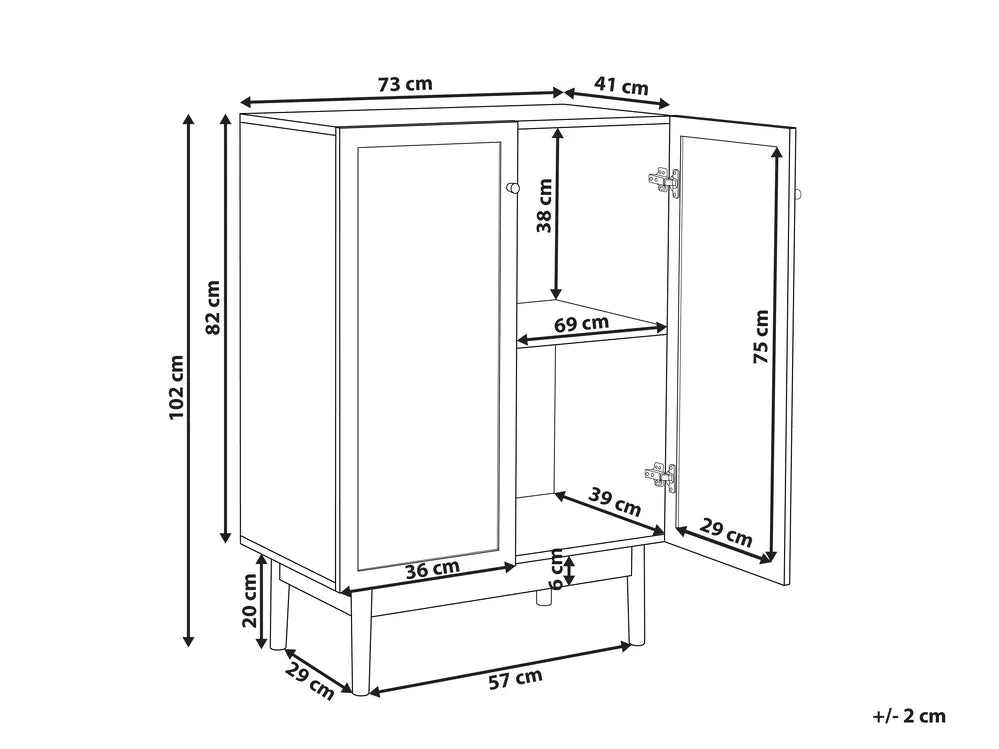 NIVO キャビネット ライトブラウン 天然木調仕上げ 北欧風 収納キャビネット 棚付き リビング・寝室用