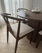 CRAIG 木製ダイニングチェア 2脚セット（ダークブラウン／ベージュ）