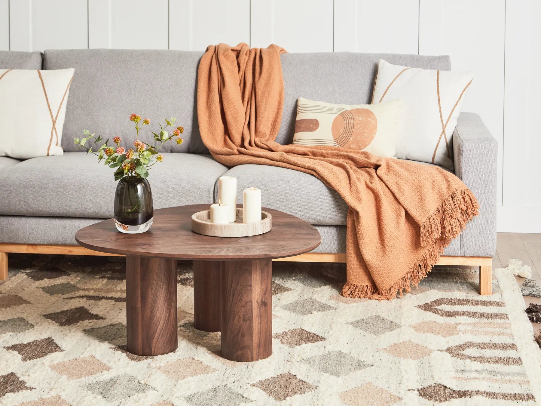 DACOMA ダコマ コーヒーテーブル ダークブラウン ラウンド MDF製 円柱脚