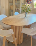 ダイニングテーブル SHERIDAN 180×100cm 楕円形 MDF天板 ラバーウッド脚 8人掛け - Kiremia