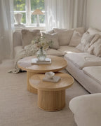 ILIOS イリオス コーヒーテーブル 2点セット ラウンド ラタン ナチュラル仕上げ 80×80×45cm・60×60×39cm