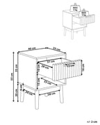 LYNWOOD リンウッド ナイトテーブル 1引き出し リブ加工 引き出し オープン棚付き MDF・無垢材脚 ライトブラウン