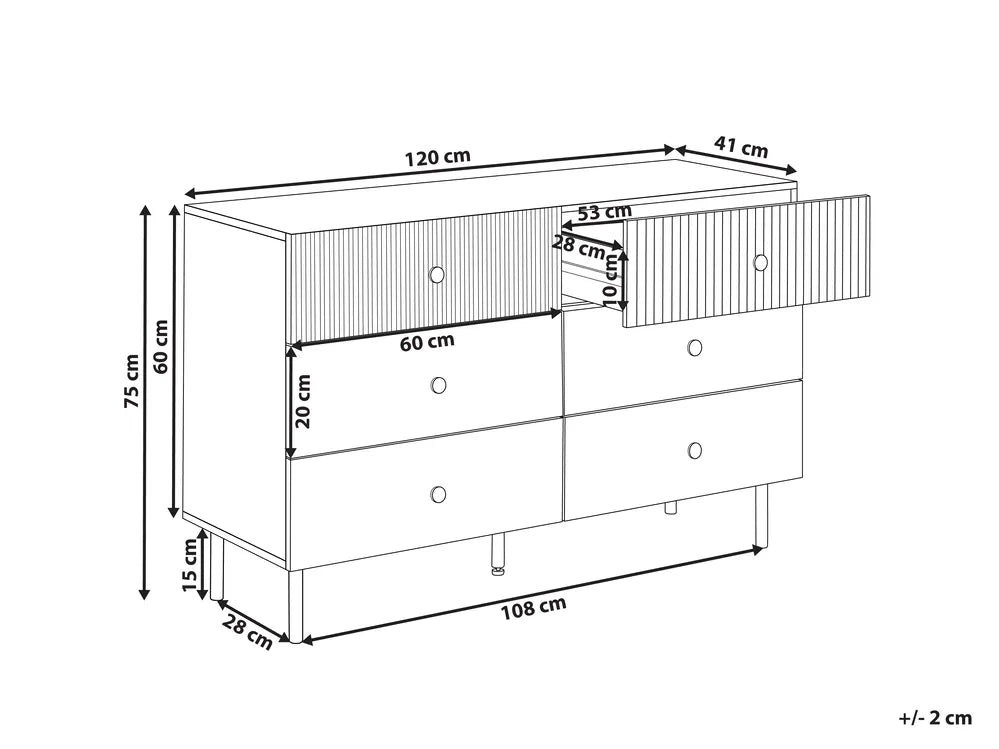 COVENTRY チェスト タンス 6段引き出し ブラック 縦溝（フルーテッド）フロント モダン収納キャビネット