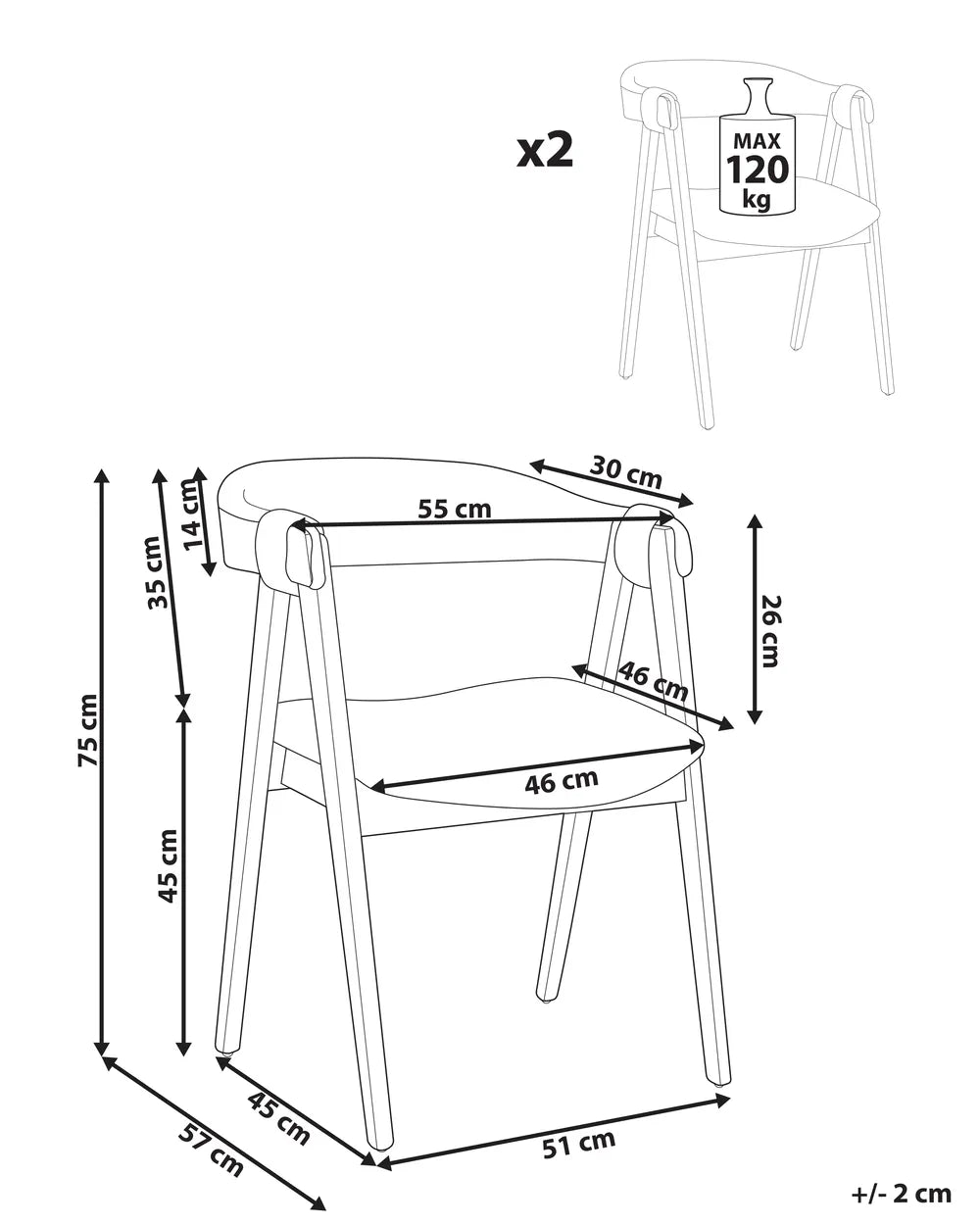 伝統的スタイル ダイニングチェア 2脚セット