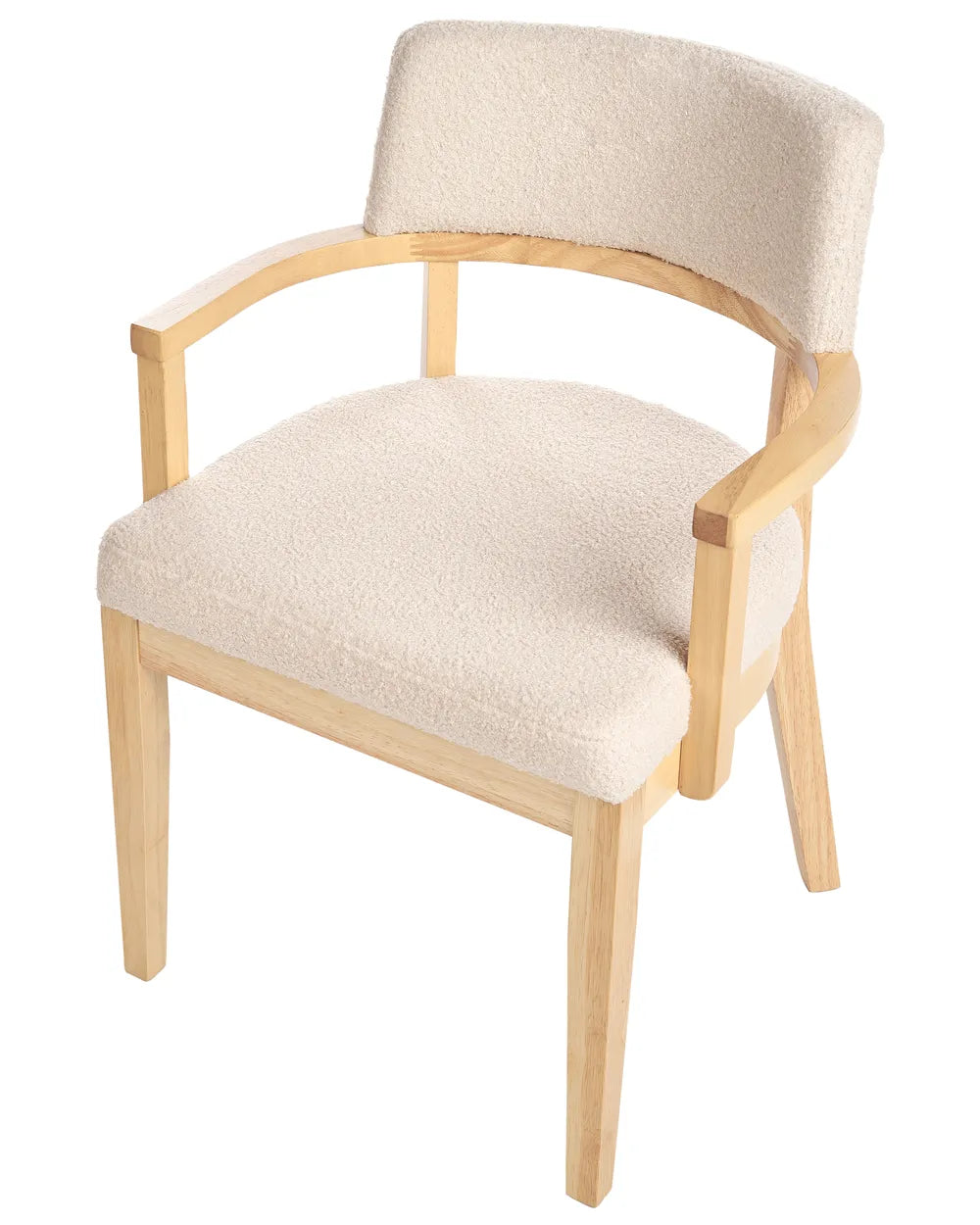 DALBO ブークレ張り 肘付きダイニングチェア 2脚セット（ブラウン／ベージュ）