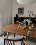 HUXTER ダイニングテーブル ダークウォールナット 180×90cm 長方形 ウォールナット調突板 ラバーウッド脚