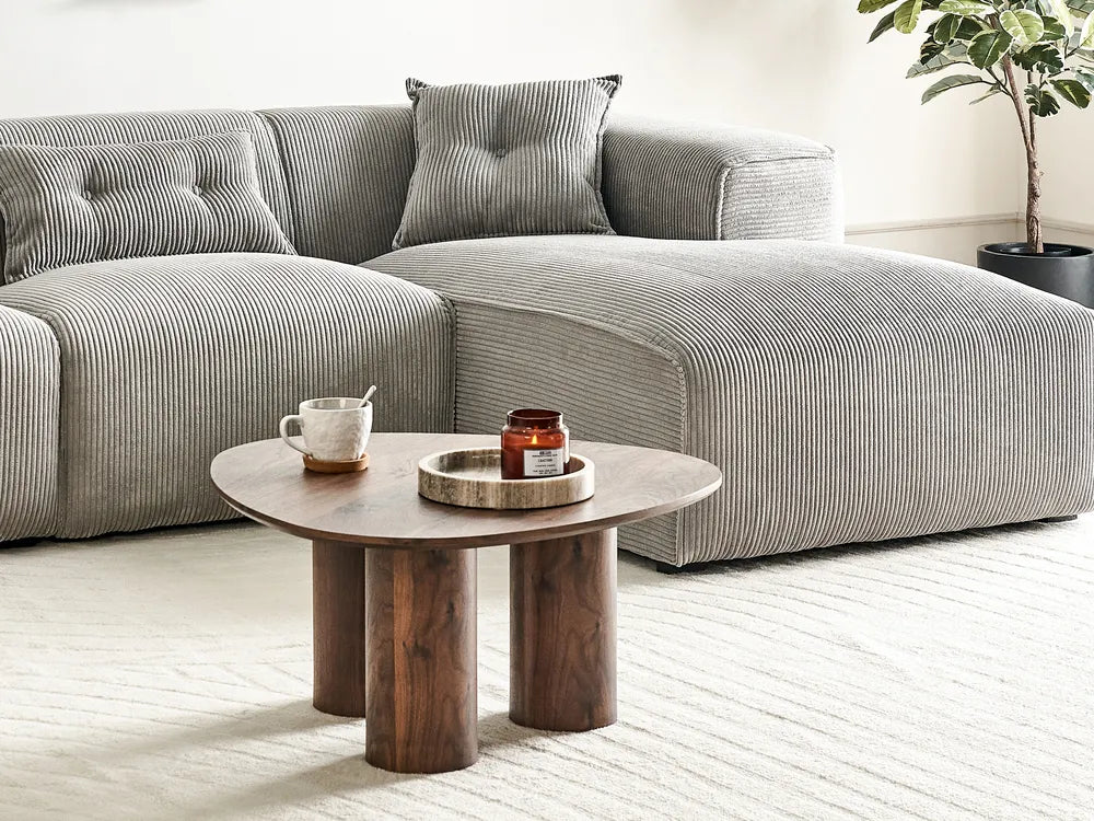 DACOMA ダコマ コーヒーテーブル ダークブラウン ラウンド MDF製 円柱脚