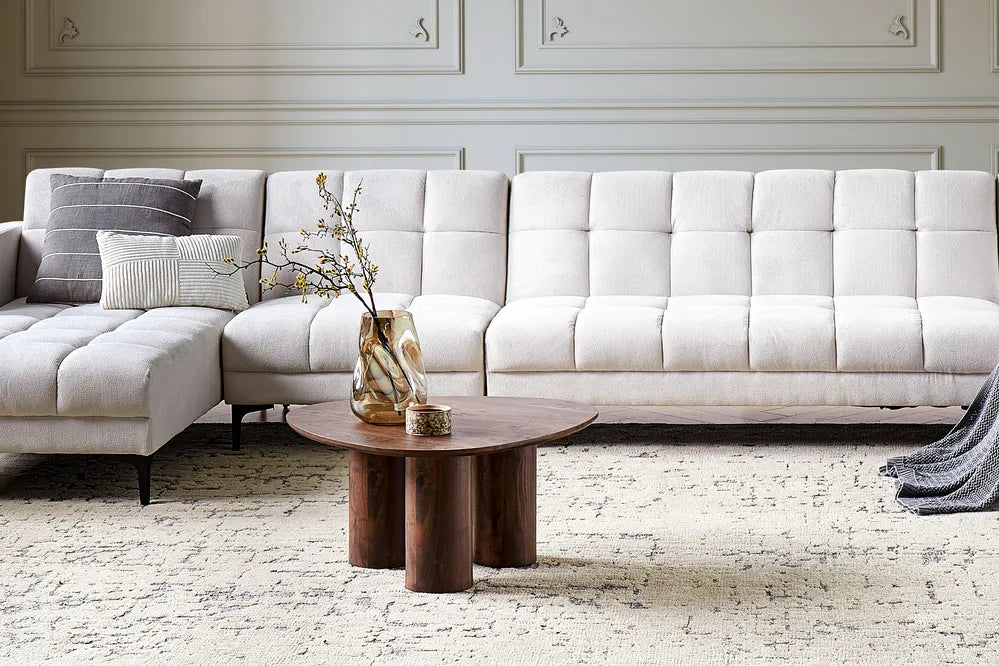 DACOMA ダコマ コーヒーテーブル ダークブラウン ラウンド MDF製 円柱脚