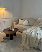 DACOMA ダコマ コーヒーテーブル ダークブラウン ラウンド MDF製 円柱脚